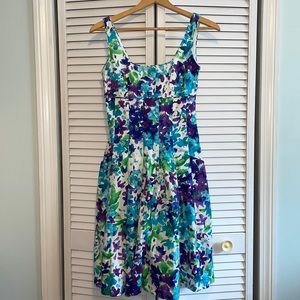 Lauren Ralph Lauren Blue/purple/green Floral Dress Size 2